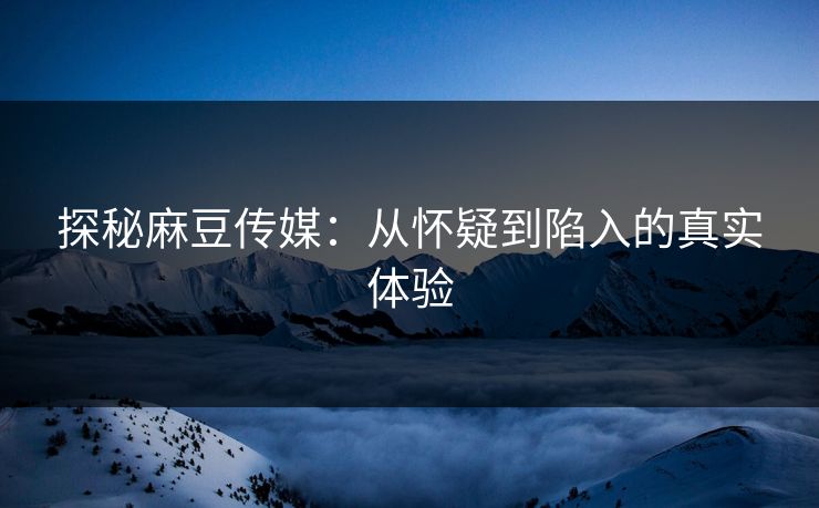 探秘麻豆传媒：从怀疑到陷入的真实体验  第1张