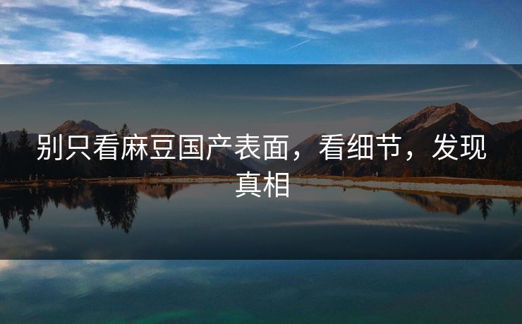 别只看麻豆国产表面，看细节，发现真相  第1张