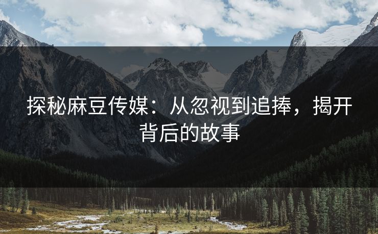 探秘麻豆传媒：从忽视到追捧，揭开背后的故事  第1张
