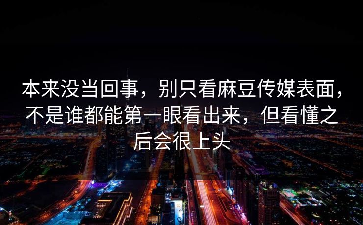 本来没当回事，别只看麻豆传媒表面，不是谁都能第一眼看出来，但看懂之后会很上头  第1张