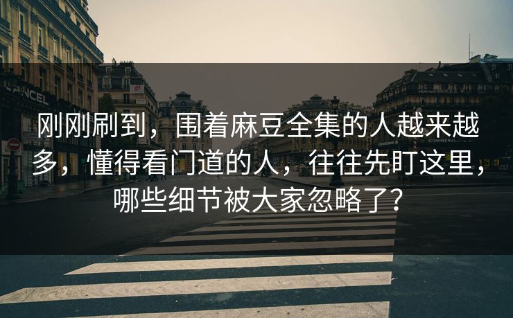 刚刚刷到，围着麻豆全集的人越来越多，懂得看门道的人，往往先盯这里，哪些细节被大家忽略了？  第1张
