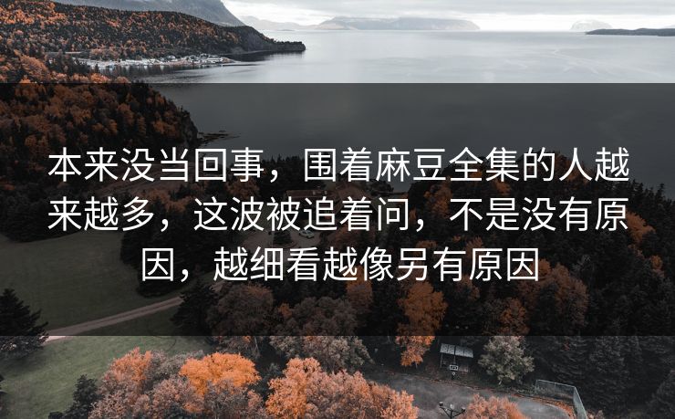本来没当回事，围着麻豆全集的人越来越多，这波被追着问，不是没有原因，越细看越像另有原因  第1张