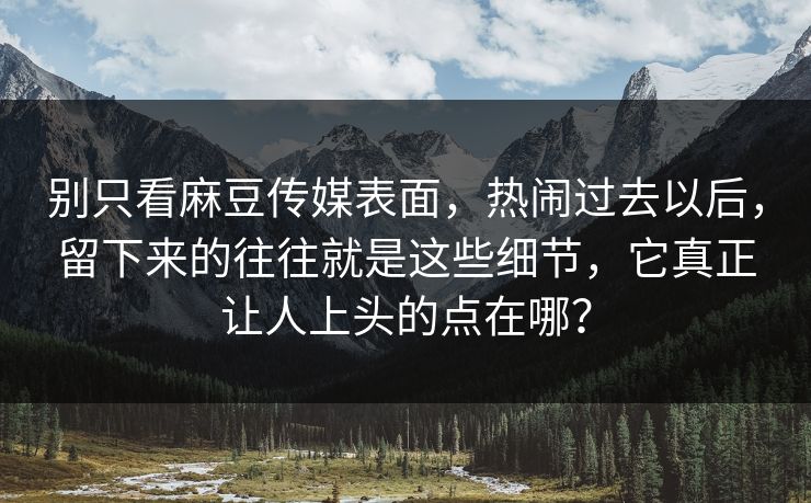 别只看麻豆传媒表面，热闹过去以后，留下来的往往就是这些细节，它真正让人上头的点在哪？  第1张