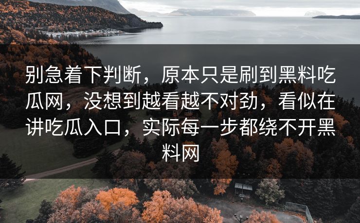 别急着下判断，原本只是刷到黑料吃瓜网，没想到越看越不对劲，看似在讲吃瓜入口，实际每一步都绕不开黑料网  第1张