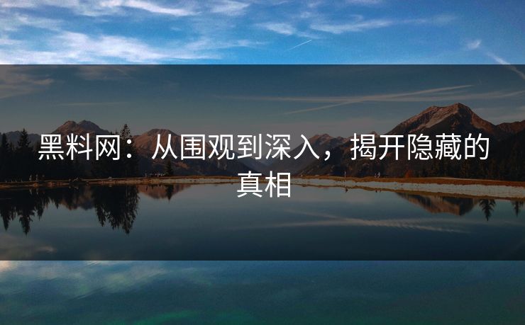 黑料网：从围观到深入，揭开隐藏的真相  第1张