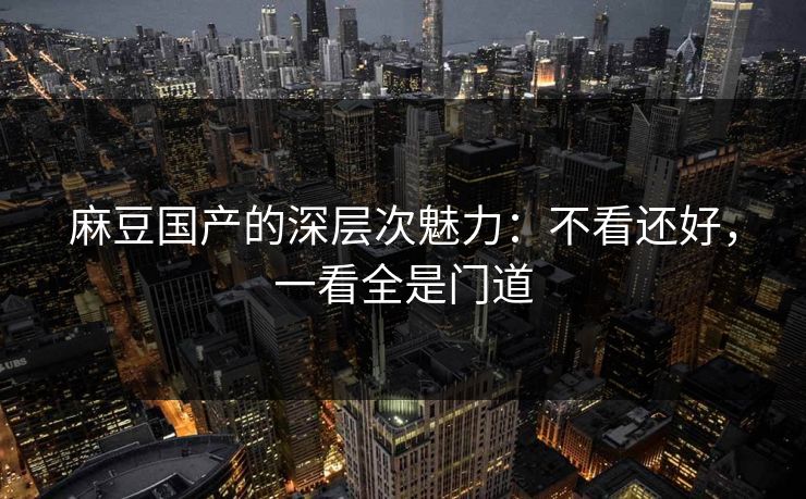 麻豆国产的深层次魅力：不看还好，一看全是门道  第1张