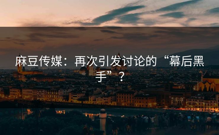 麻豆传媒:再次引发讨论的“幕后黑手”?