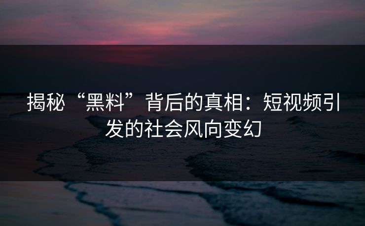 揭秘“黑料”背后的真相：短视频引发的社会风向变幻  第1张